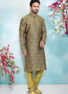 Mehandi Green Colour New Latest Designer  Party And Function Wear Traditional Jaquard Silk Brocade Kurta Pajama Redymade Collection 1031-8365